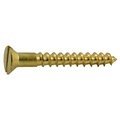 Midwest Fastener Wood Screw, #4, 7/8 in, Plain Brass Flat Head Slotted Drive, 48 PK 62057